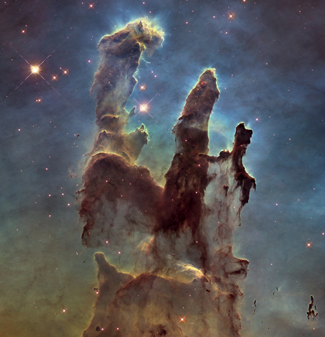 Pillars of Creation, Bildquelle: NASA, ESA and the Hubble Heritage Team (STScI/AURA); https://esahubble.org/images/heic1501a/